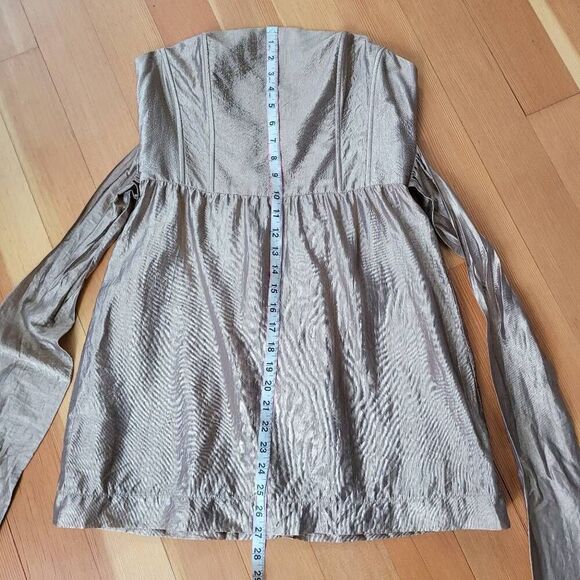 Twelfth Street by Cynthia Vincent bronze gold metallic dress strapless corset mi - Picture 7 of 14